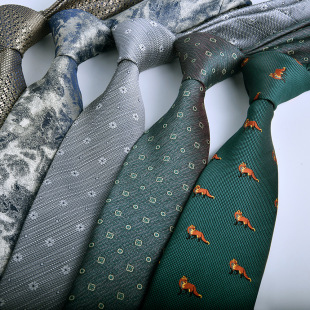 Tie Men's Formal Casual Business Small Floral 7.5cm Hand-Tied Executive Professional Stripesd Green New Style