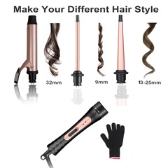 OZON 3in1 ヘアアイロンセット 32 ミリメートルクリップカーリング取り外し可能なヘッド交換コンビネーションセットスリーインワンヘアアイロン