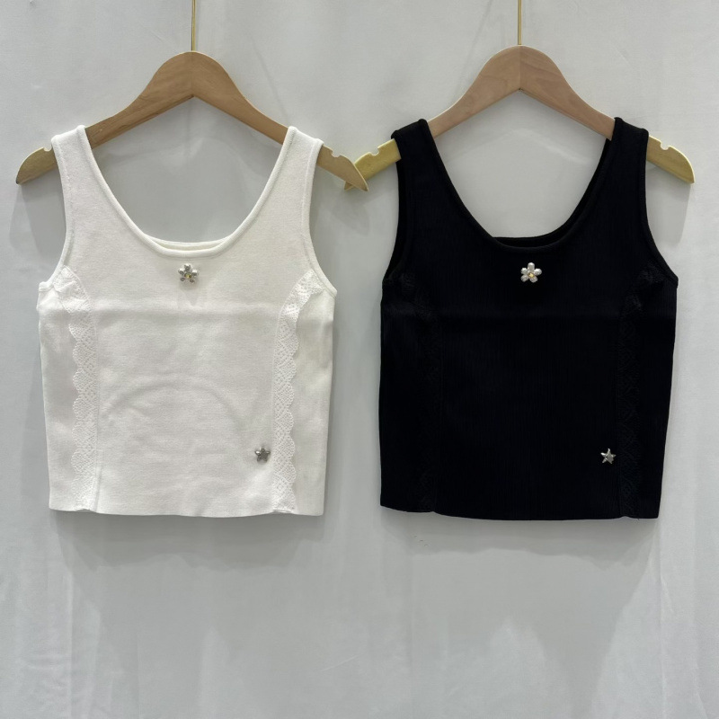 Trendy Brand Knitted Sleeveless Vest With Logo Stars, Slimming And Versatile Brand Logo Women's Top, New Summer 2026 Model_ecoleips.com