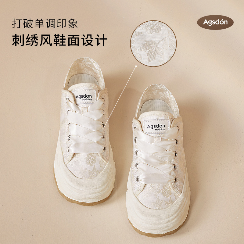Augu Shi Deng nuevos zapatos de lona chinos para mujeres 2026 nuevos zapatos de plancha de primavera y verano casuales de un pie zapatos blancos pequeños image 3