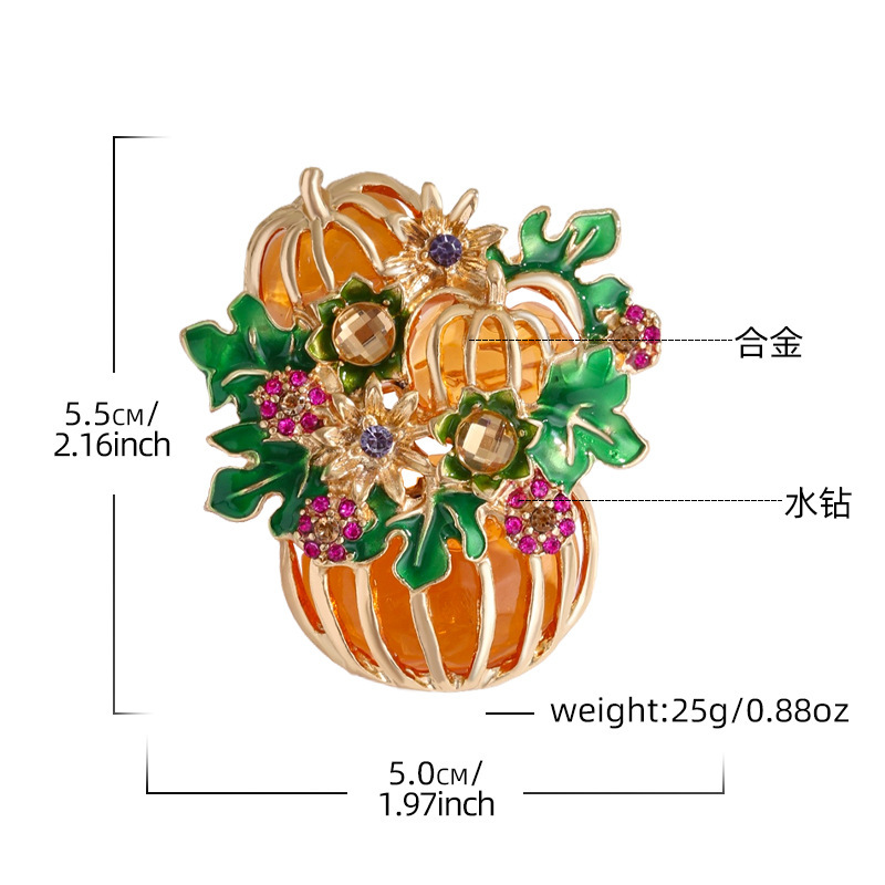 欧美外贸新品节日礼物女士衣服配饰胸花别针扣万圣节水钻南瓜胸针|undefined