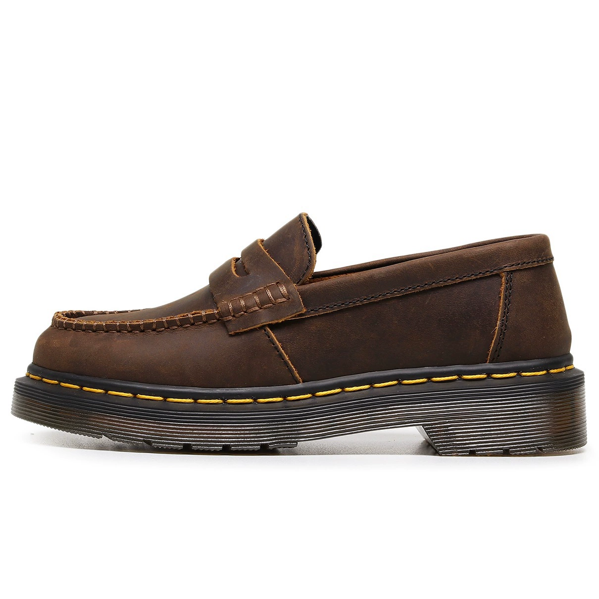 IBDE: модные кожаные лоферы, повседневная обувь из натуральной кожи Crazy Horse Dark Brown, 3 см