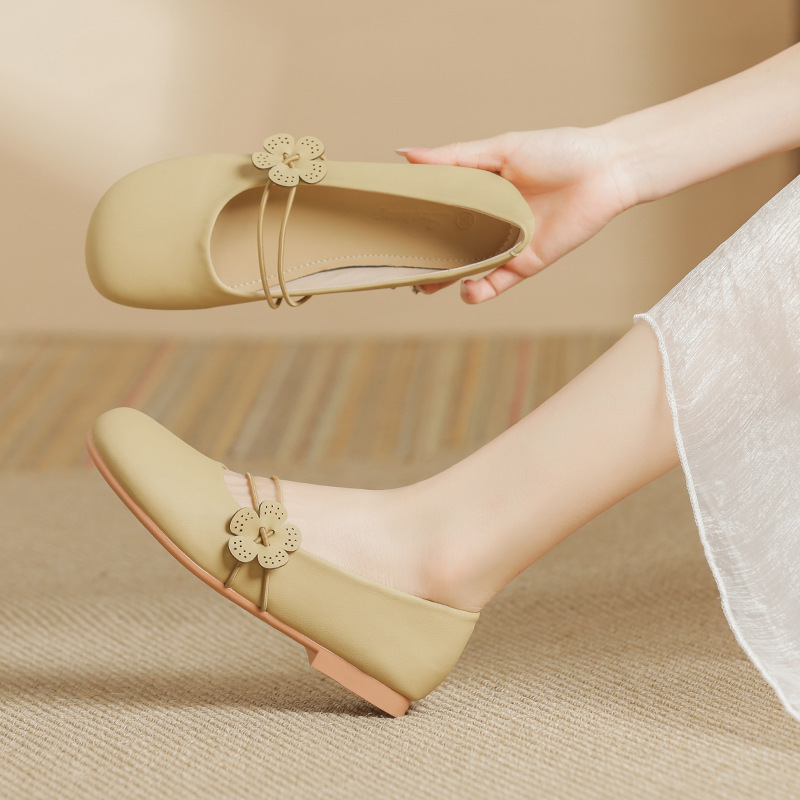 Mary Jane Summer 2023 New French Style Single Shoes Spring And Autumn Soft Sole Sandals Flat Loafers For Pregnant Women_vogvips.com