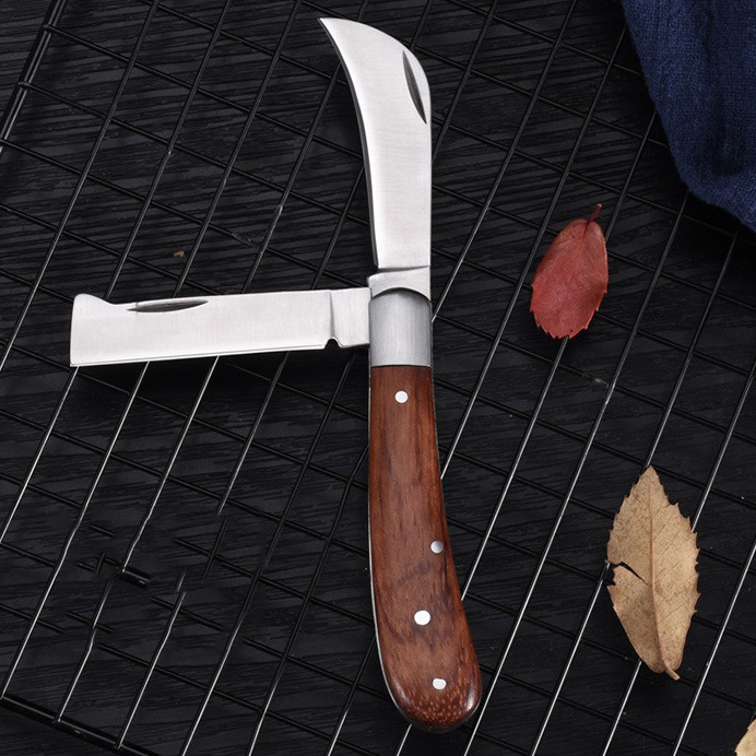 Fuente de la fábrica jardín jardinería injerto cuchillo brote dispositivo doble abierto cuchillo plegable de acero inoxidable 3Cr13 injerto cuchillo