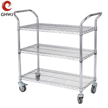 三层碳钢镀铬不锈钢带扶手厂物流周转物料工具手推车工具车劳动车
