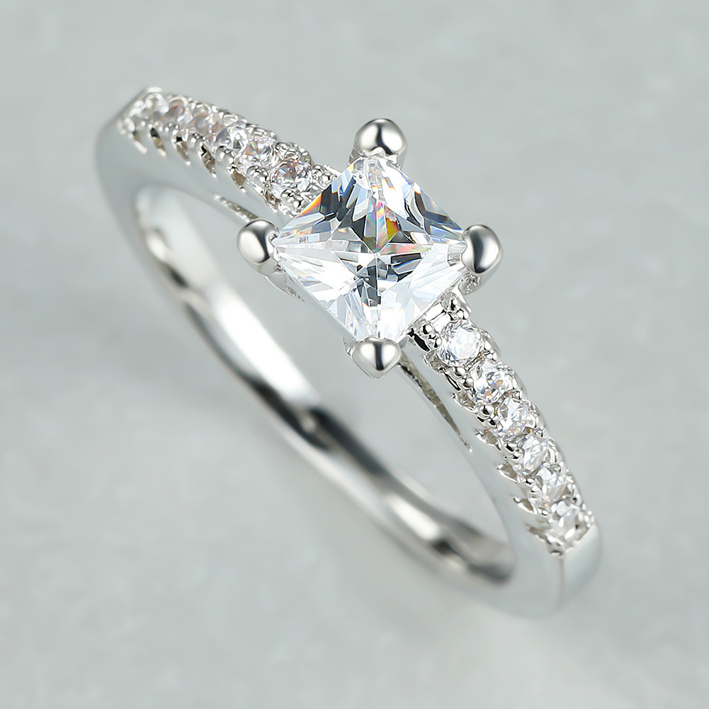 Simple Style Geometric Copper Inlay Zircon Rings 1 Piece