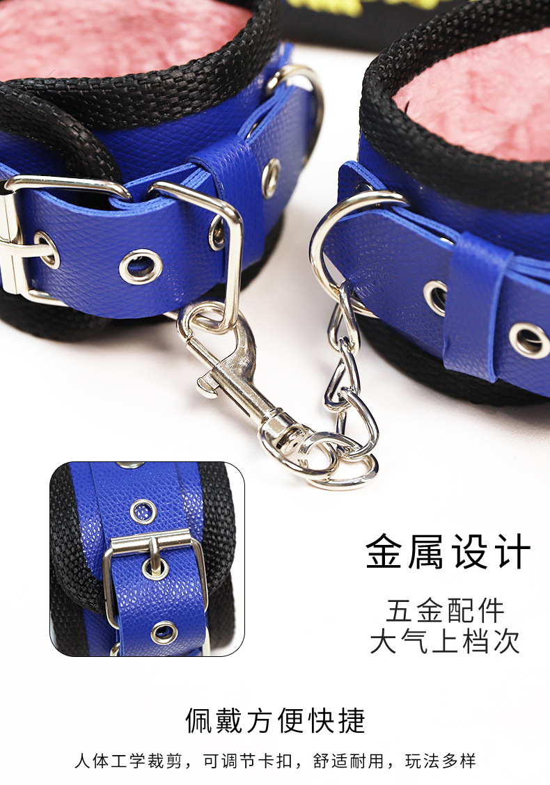 Nine-Piece Bondage Kit with Metal Handcuffs and Nipple Clamps, PU Leather, White — detail image 37