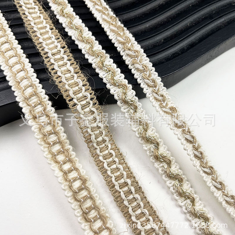 民族服装辅料多尺寸多款棉麻花边手工DIY 工艺品装饰带麻绳小花边|undefined