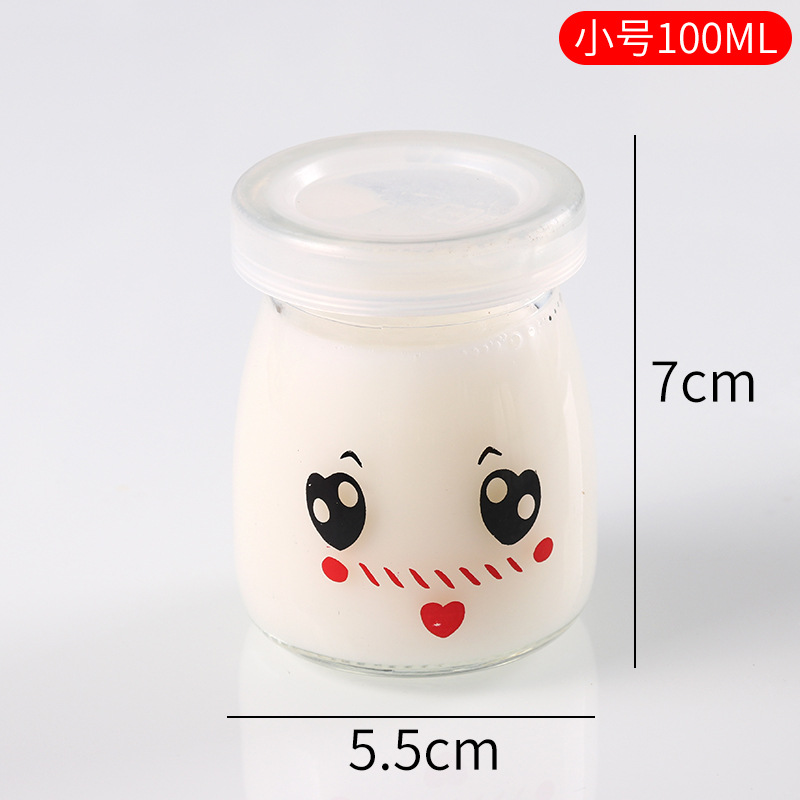 Vaso para pudín con tapa, botella de vidrio para pudín, tarro de miel, gelatina, vaso para mousse de leche de doble capa, vaso para yogur, patrones creativos al por mayor