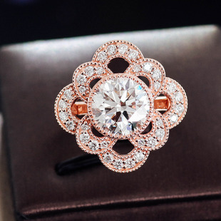Europe and the United States cross-border retro luxury heavy ring cultivation diamond 4 karat DEF/VVS full diamond ring factory outlet