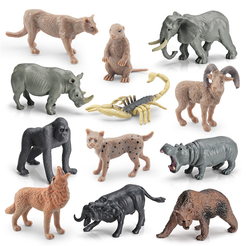 Exportación transfronteriza simulación de bosque modelo de animal cognición alce grizzly cobra camaleón elefante león adornos