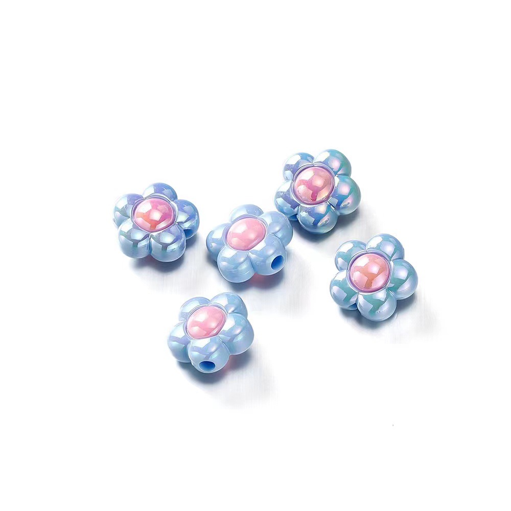 Cuentas de acrílico coloridas plateadas AB y de dos colores girasol, para DIY, accesorios de joyería, llaveros para teléfono móvil, venta al por mayor.