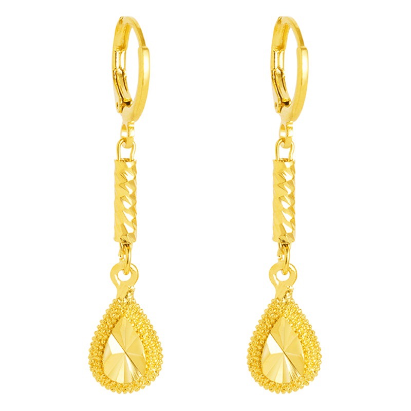 Pendientes de gota de Agua de Oro de imitación de aleación de cobre de las mujeres elegantes artesanía antigua Arena de Vietnam pendientes de oro al por mayor joyería de estilo chino