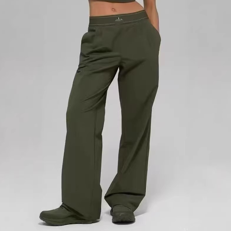 26 New Models of Alo-Style High-Waisted Wide-Leg Casual Pants for Women, Loose and Slimming Woven Sports Trousers, Thin Spring and Summer Styles