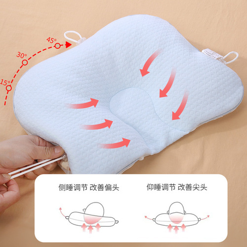 Baby pillow for newborn children, anti-eccentric head correction, 0-1-2-3 year old baby shaping pillow, four seasons style, breathable