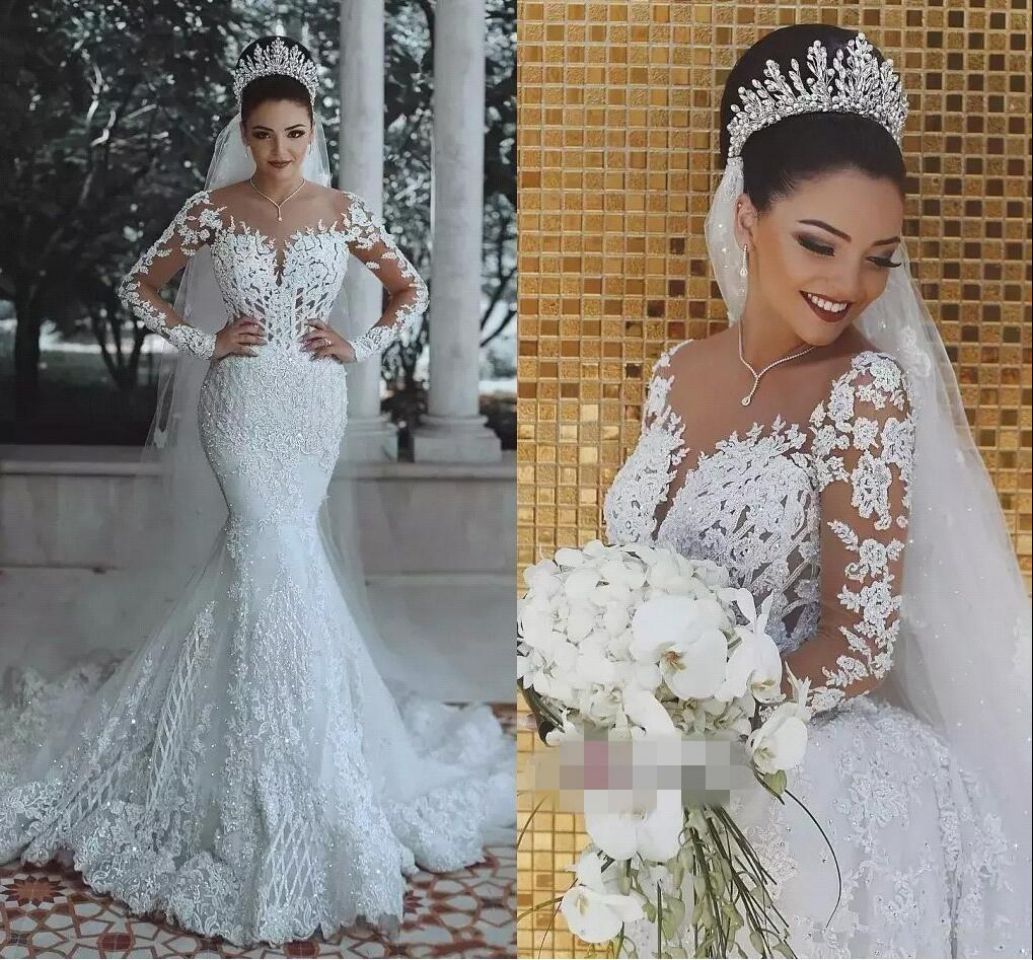 Women's Clothing wedding dresses New sexy deep V neck fishtail wedding dress lace wedding dress_voghion.com