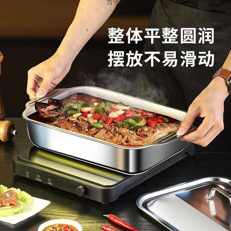 烧烤盘鱼盘家用食品级工厂源头代发批发一件烤鱼盘双耳不锈钢爆款|undefined