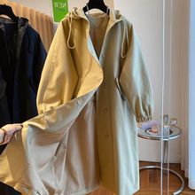 胖MM特大码300斤英伦风气质百搭宽松风衣秋款过膝长款连帽外套女