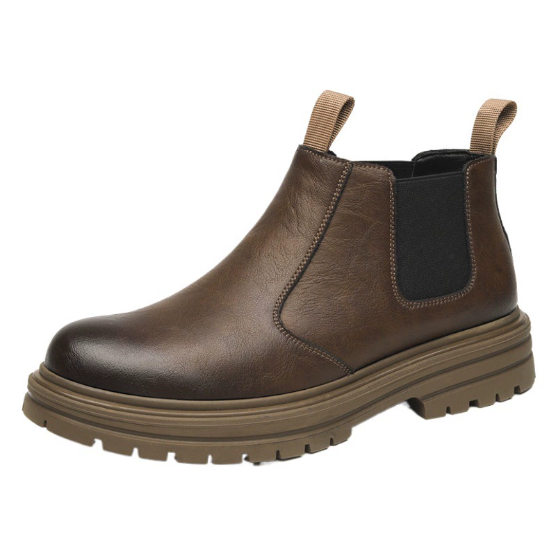 Кожаные ботинки средней высоты, износостойкая кожаная обувь, мужские ботильоны, осенние мужские ботинки из воловьей кожи, мужские Ботинки Martin для рыбалки, молодежные ботинки челси