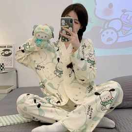 帕恰狗睡衣女款春秋季长袖开衫2025新款小个子可外穿家居服套装冬