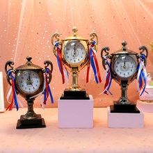 创意奖杯土豪金闹钟擂台装饰礼品时钟公司学校赛事小礼品卡通闹钟