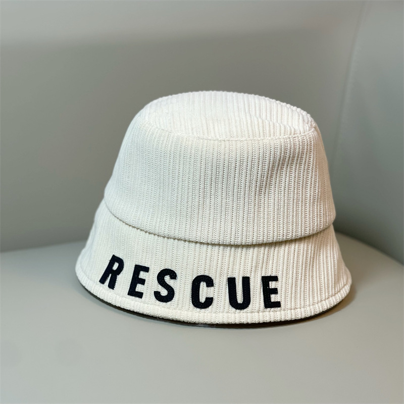 European and American Corduroy Embroidered Fisherman Hat, Children's Warm Water Bucket Hat, Versatile Face Small Wide Brimmed Basin Hat_voghion.com