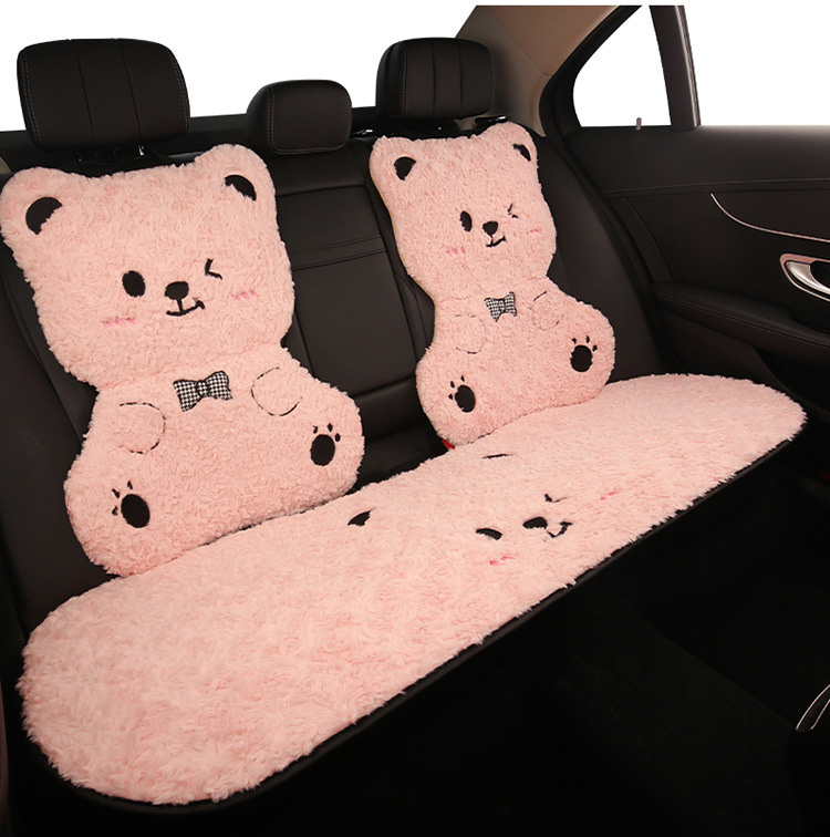 Winter Plush Cartoon Car Seat Cushion for Car Use to Keep Warm and Cold, Special Seat Cushion with Cute Little Waist, Non-Slip and Free of Binding