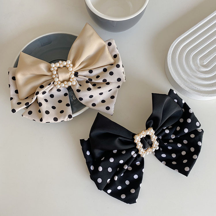 28g Weight Korean Style Wave Dot Big Bow Pearl Hairpin