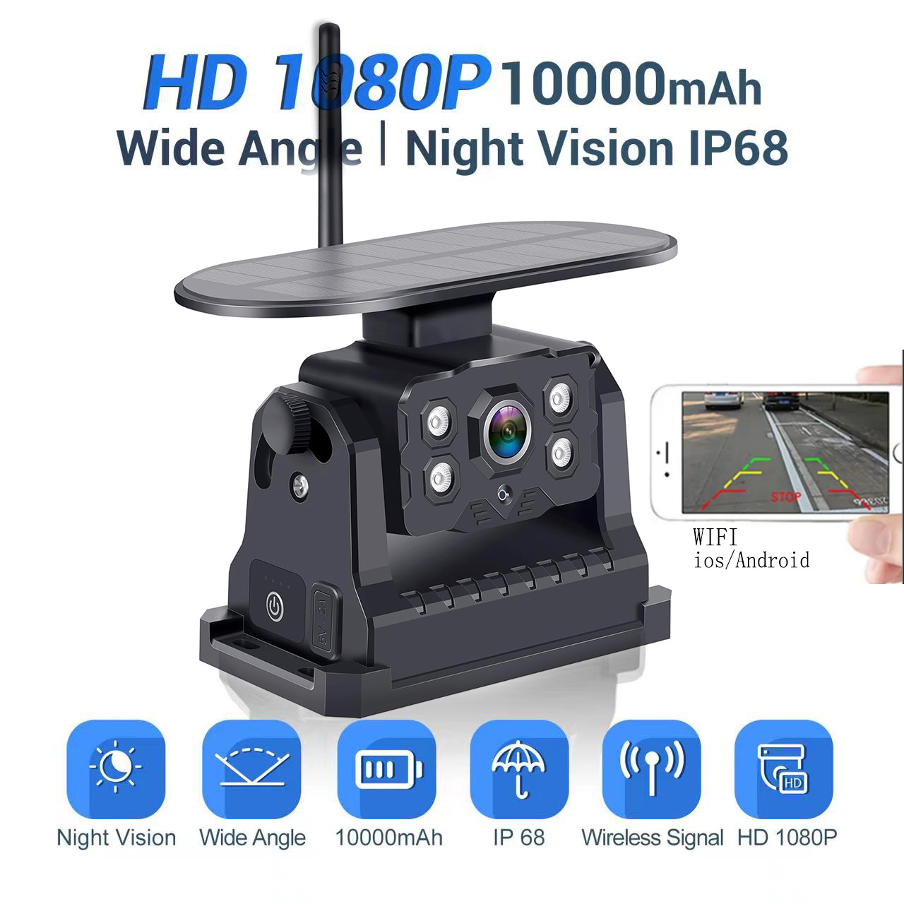 Option b: solar panel rechargeable app wifi wireless