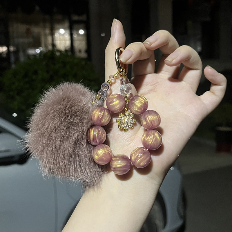 [Designer Style] Purple Fungus DIY Crystal Phone Lanyard Hanging Chain Beaded Bag Charm Pendant