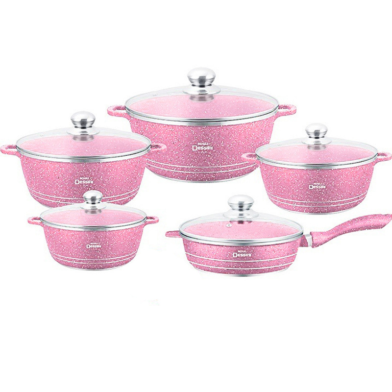 10 pcs cocina set transfronterizo de cocina de aluminio 10 piezas set de prensado de cocina de cocina con cubierta de vidrio de cocina de cocina de cocina