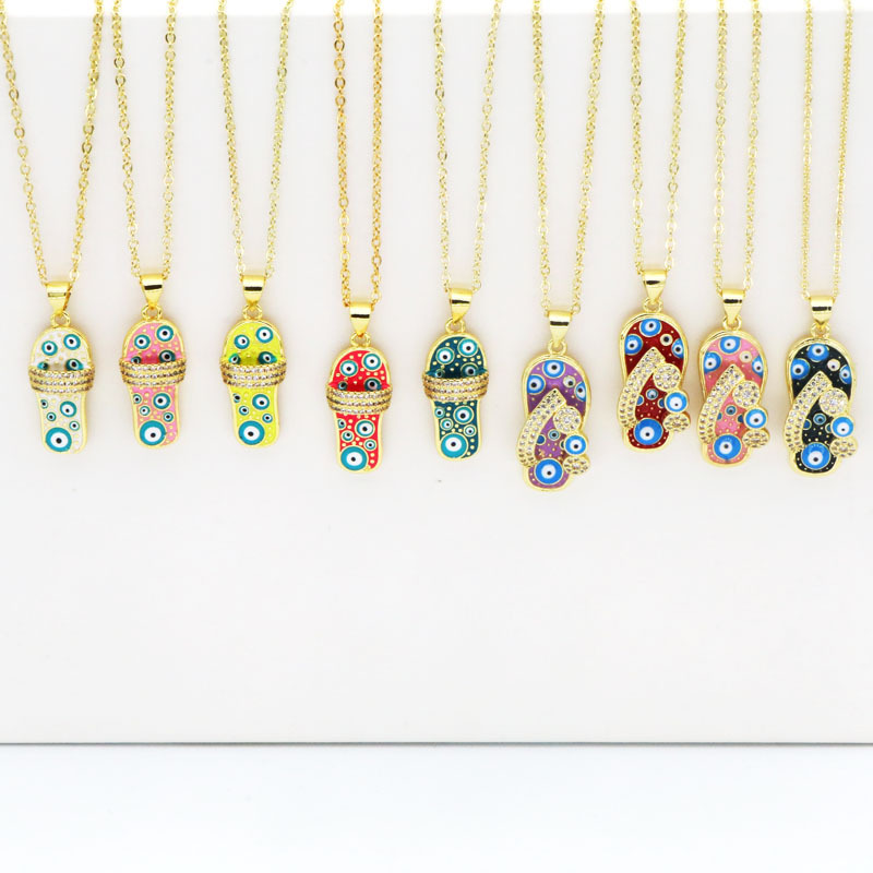 7g Weight 18K Gold Plated Plating Material Copper Pendant Material Zircon Inlay Material Pendant Necklace Classification Copper Chain Material cable chain Chain Type 1 Piece Quantity Holiday, Daily Occasion Copper Material Slippers Pattern Women's Gender Enamel, Inlay Design Casual, Simple Style Style Copper 18K Gold Plated Enamel Inlay Slippers Zircon Pendant Necklace 无