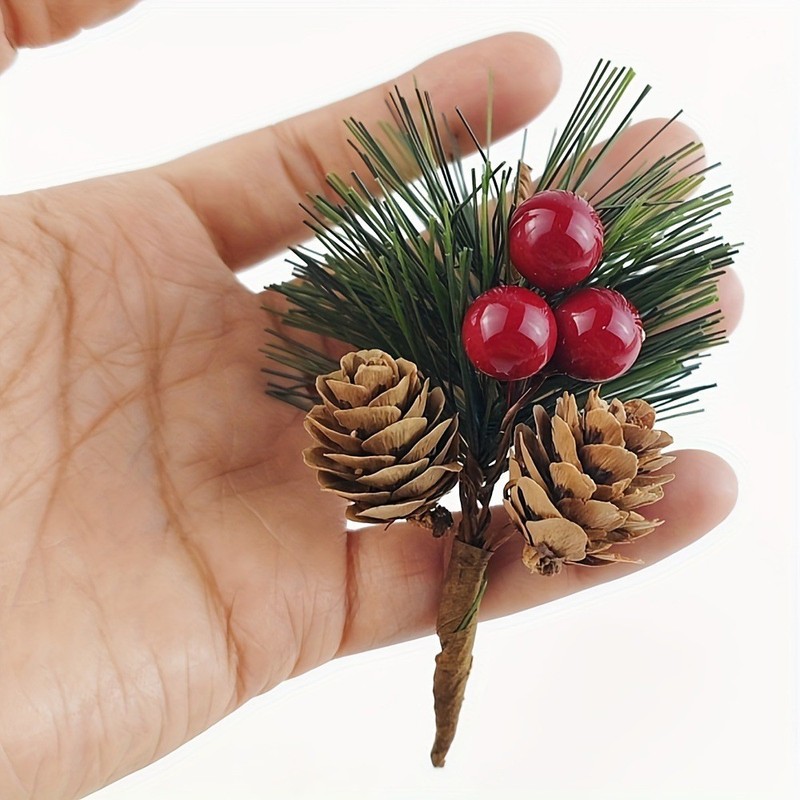 国境を越えて人気の松針松果小花束クリスマスクリスマスツリー装飾ギフトボックスDIY部品写真撮影道具|undefined