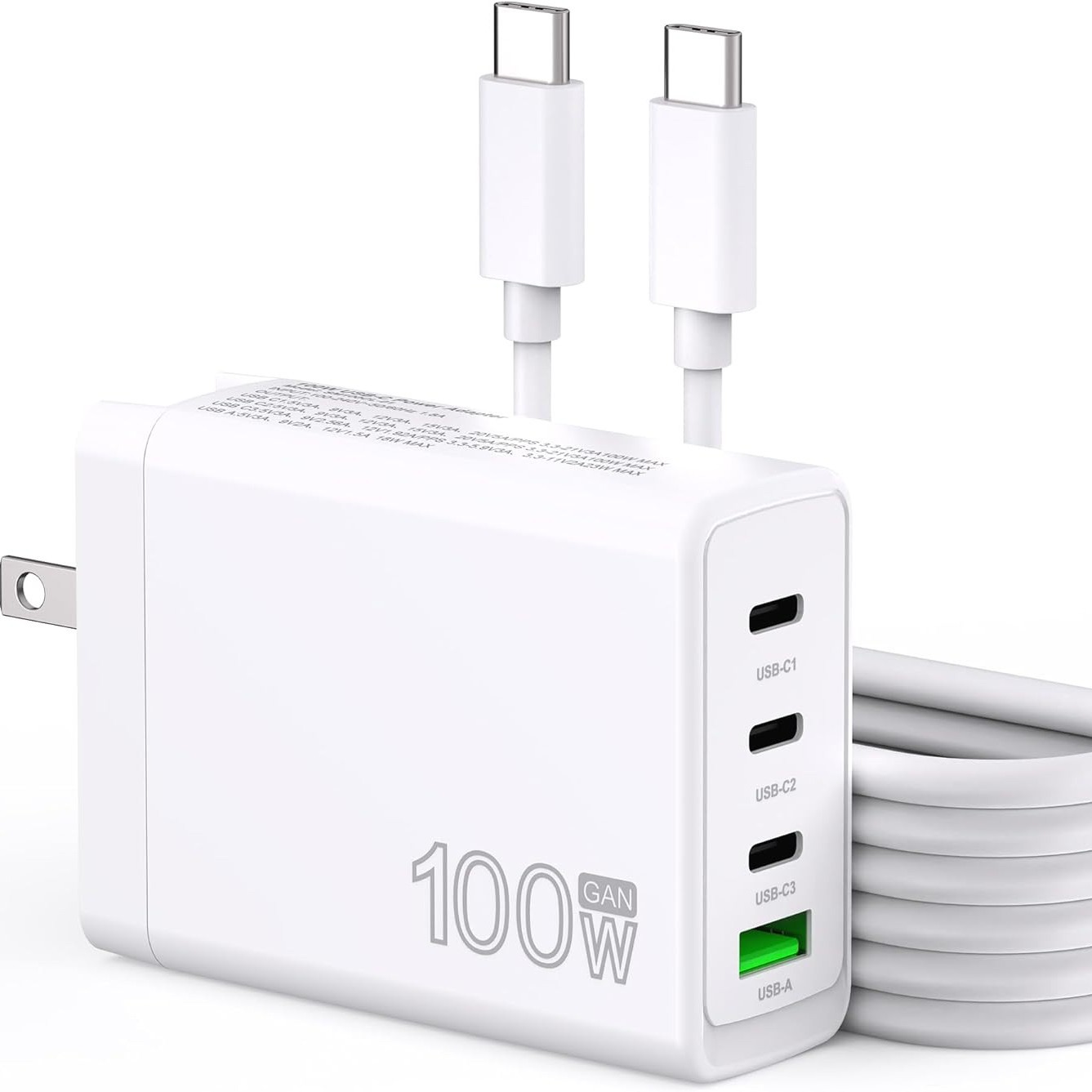 100W Charger Gan4 Port Type C Charging Station Hub Block Wall Full Protocol Charging Adapter Fast Charging