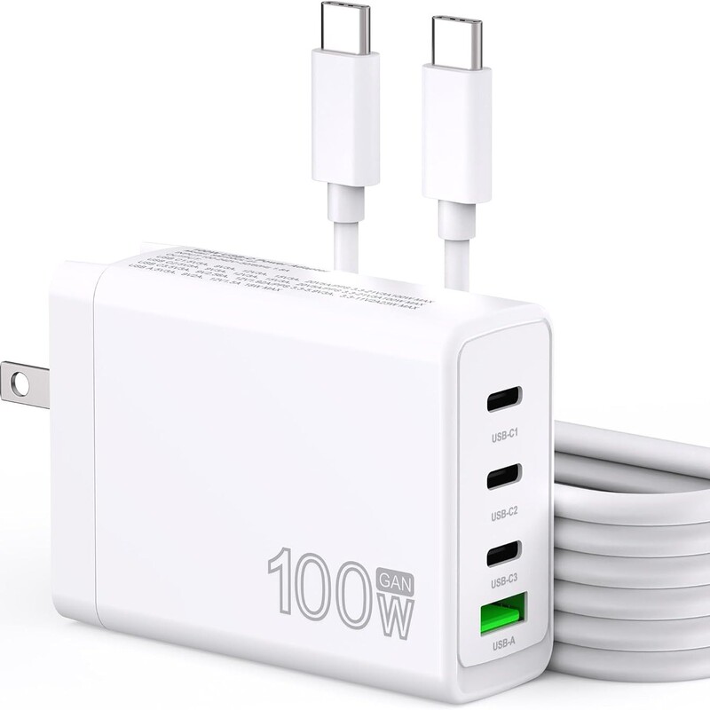 100W Charger Gan4 Port Type C Charging Station Hub Block Wall Full Protocol Charging Adapter Fast Charging