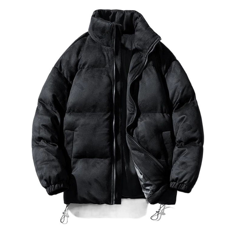 Мужская модная зимняя куртка-пуховик из замши и хлопка 2025 года, свободного кроя, в японском стиле