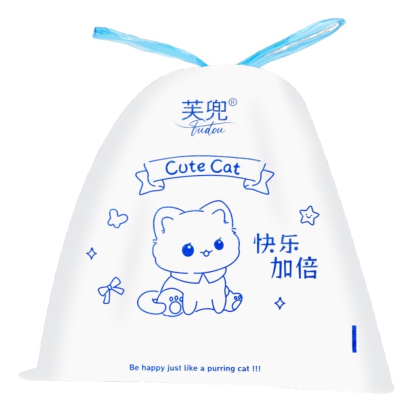 Bolsas de basura impresas con cordón, cierre automático, versión gruesa, 100 unidades/rollo, bolsas de plástico grandes, portátiles.