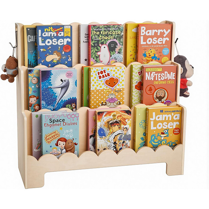 跨境儿童绘本书架家用儿童房落地式书架木制阅读书架书籍整理支架