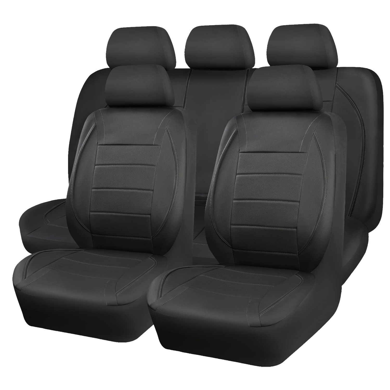 Black and Green Arc-Shaped Leather Car Seat Cover, Full Surround Universal Seat Cover, Wear-Resistant Leather Car Interior Cushion Wholesale
