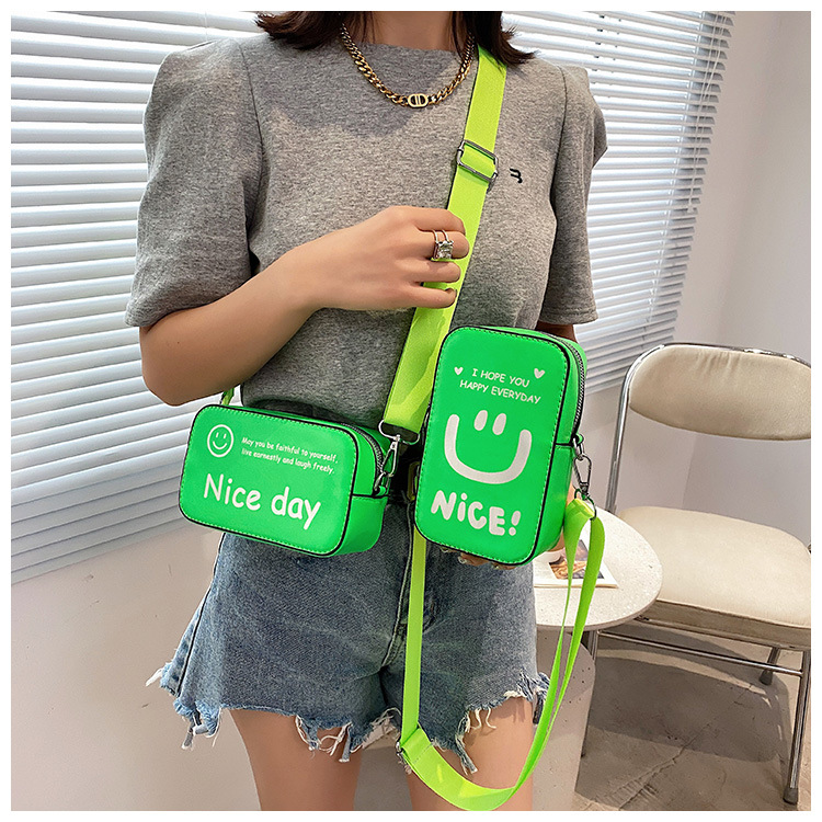 Fashion Fluorescent Color Letter Messenger Small Square Bag display picture 37