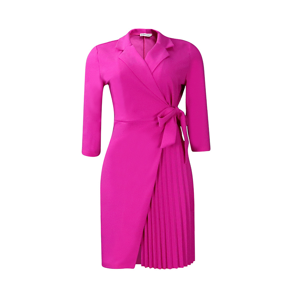 Turndown Neckline Regular Fit Fit Type Wholesale Women'S Elegant Solid Color Business Daily Street Turndown 3/4 Length Sleeve A-Line Skirt