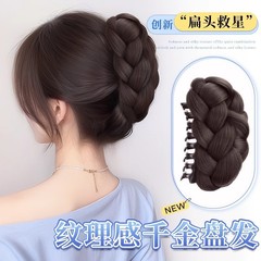 女性用ツイストボールヘッドウィッグ、人工毛クリップ、高貴なつぼみヘッド、ふわふわヘアアーティファクト、後頭部ウィッグ
