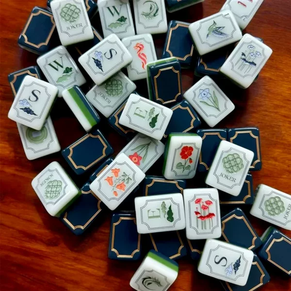 American Mahjong new Nordic floral design, 32-size acrylic American mahjong tiles with internal printing