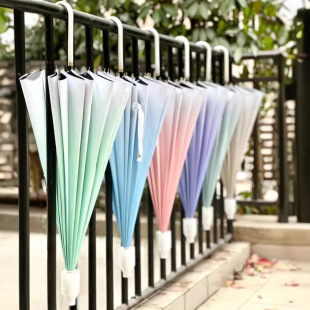 Cross-border Explosions Gradient Waterproof Cover Umbrella Small Fresh Straight Umbrella Black Rubber Sunscreen Sun Umbrella Advertising Customization
