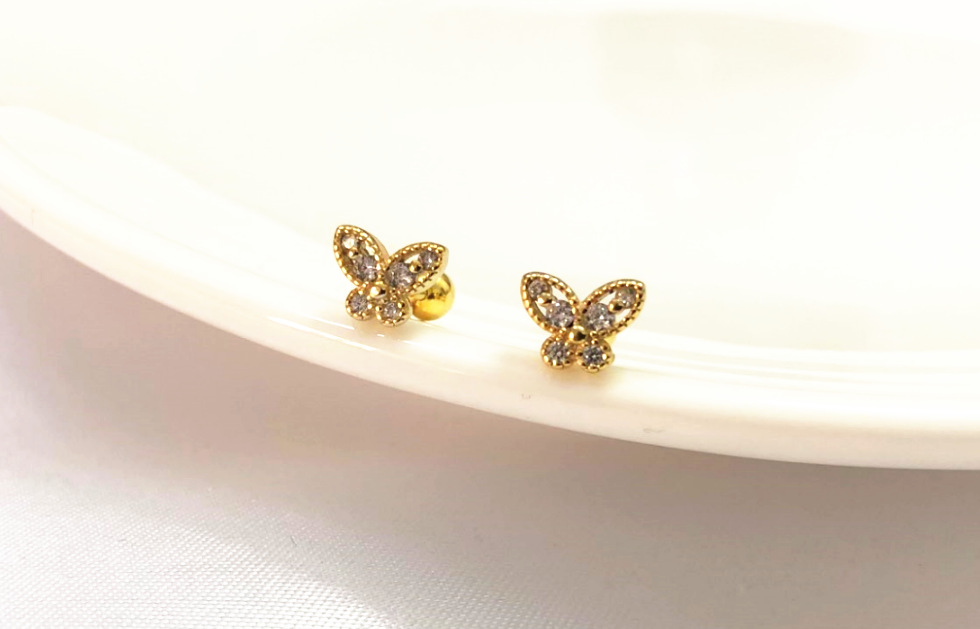 5g Weight Zircon Inlay Material Ear Studs Classification 1 Pair Quantity Daily Occasion 925 Sterling Silver Material Butterfly Pattern Women's Gender Plating, Inlay Design Simple Style Style 1 Pair 925 Sterling Silver Zircon Butterfly Ear Studs 14