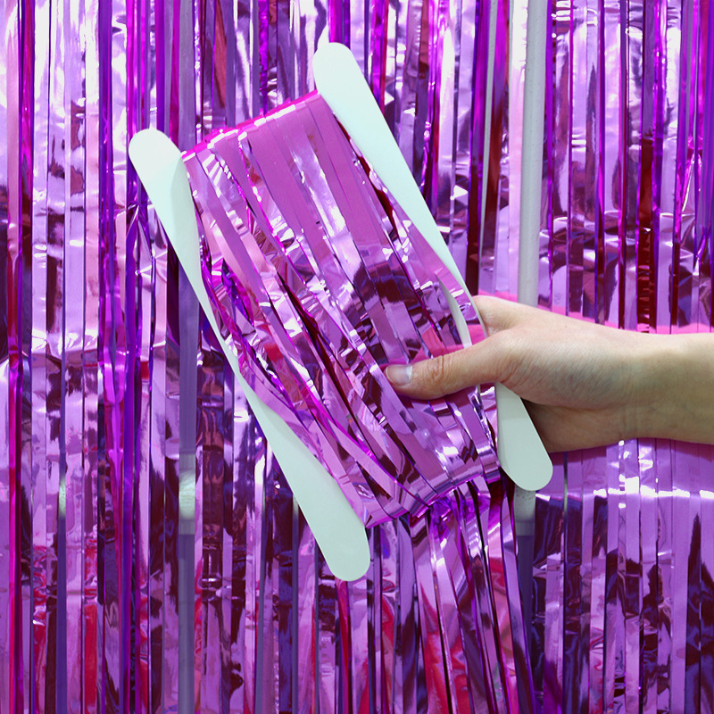 Decoración del banquete de boda lluvia cortina de seda globo de cumpleaños foto de fondo pared vestir lluvia cinta de seda tira de lana al por mayor