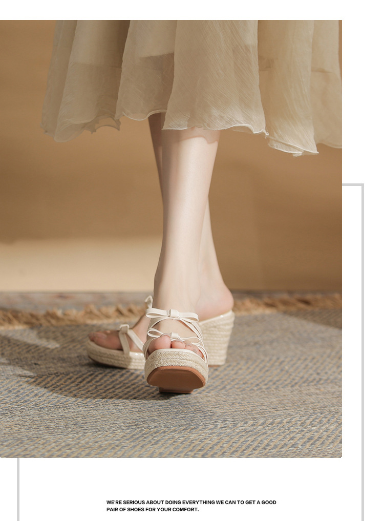 Sandal cao gót nữ hở mũi đế xuồng bện thừng gót 9 cm — màu trắng ngà chi tiết 11