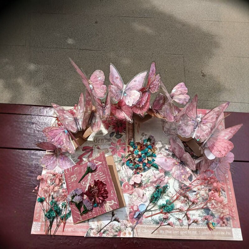 Butterfly Forest Pop-Up Book DIY Material Kit Creative Gift for Girlfriend's Birthday or Valentine's Day