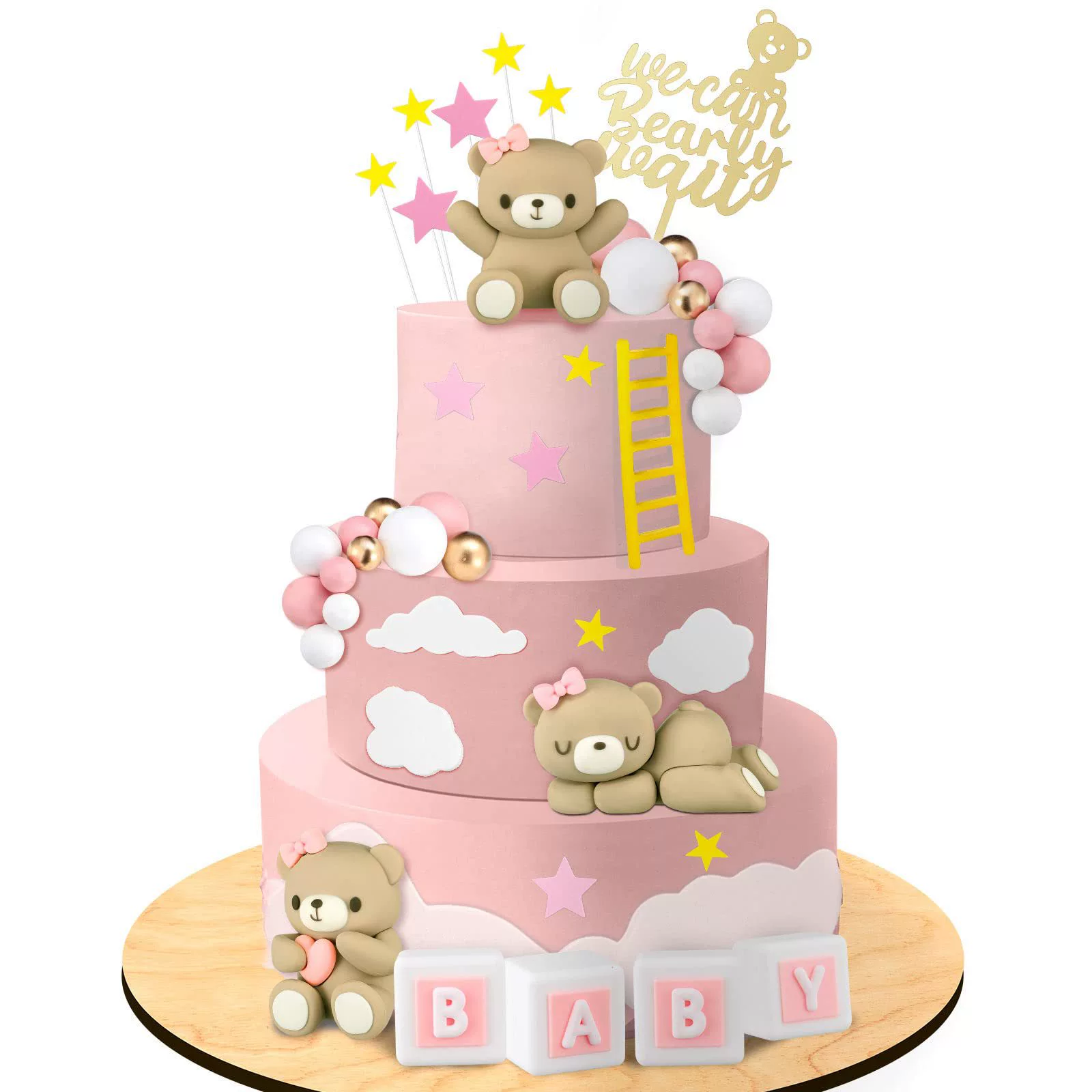 41 комплект из маленьких медведей тематический набор розовая синяя детская баня пол раскрывает сидячий мягкий клей для вечеринок