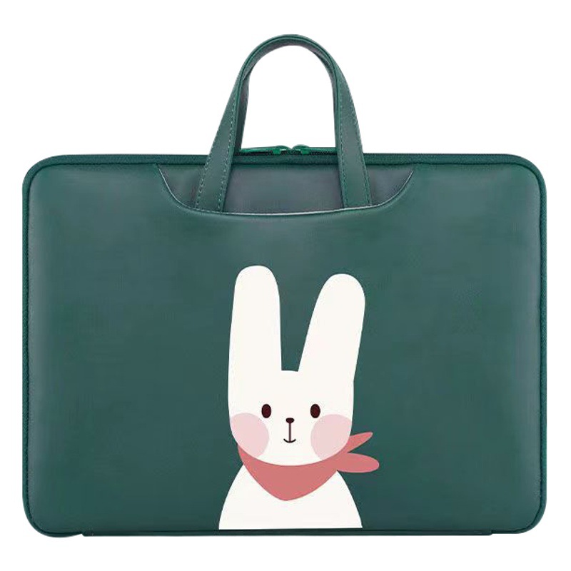 Computer Bag Women's Portable Fashion Korean 13 14 15.6 Inch Cartoon Printed Rabbit Notebook Bag Waterproof and Shockproof